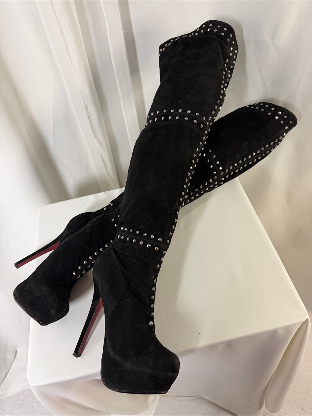Society 86 Oscar-20 Studded Thigh High Platform Heel Boots 7.5